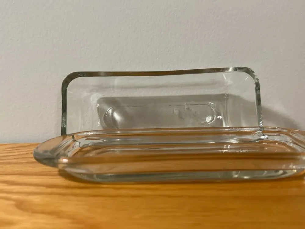 Clear Glass Butter Dish with Lid Rectangular Covered Butter Keeper